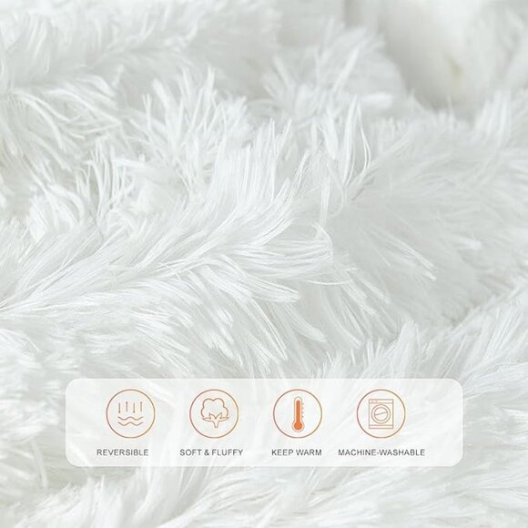 TOONOW Extra Soft Fuzzy Faux Fur Blanket Queen Size 78"x90", Reversible … - Picture 6 of 16